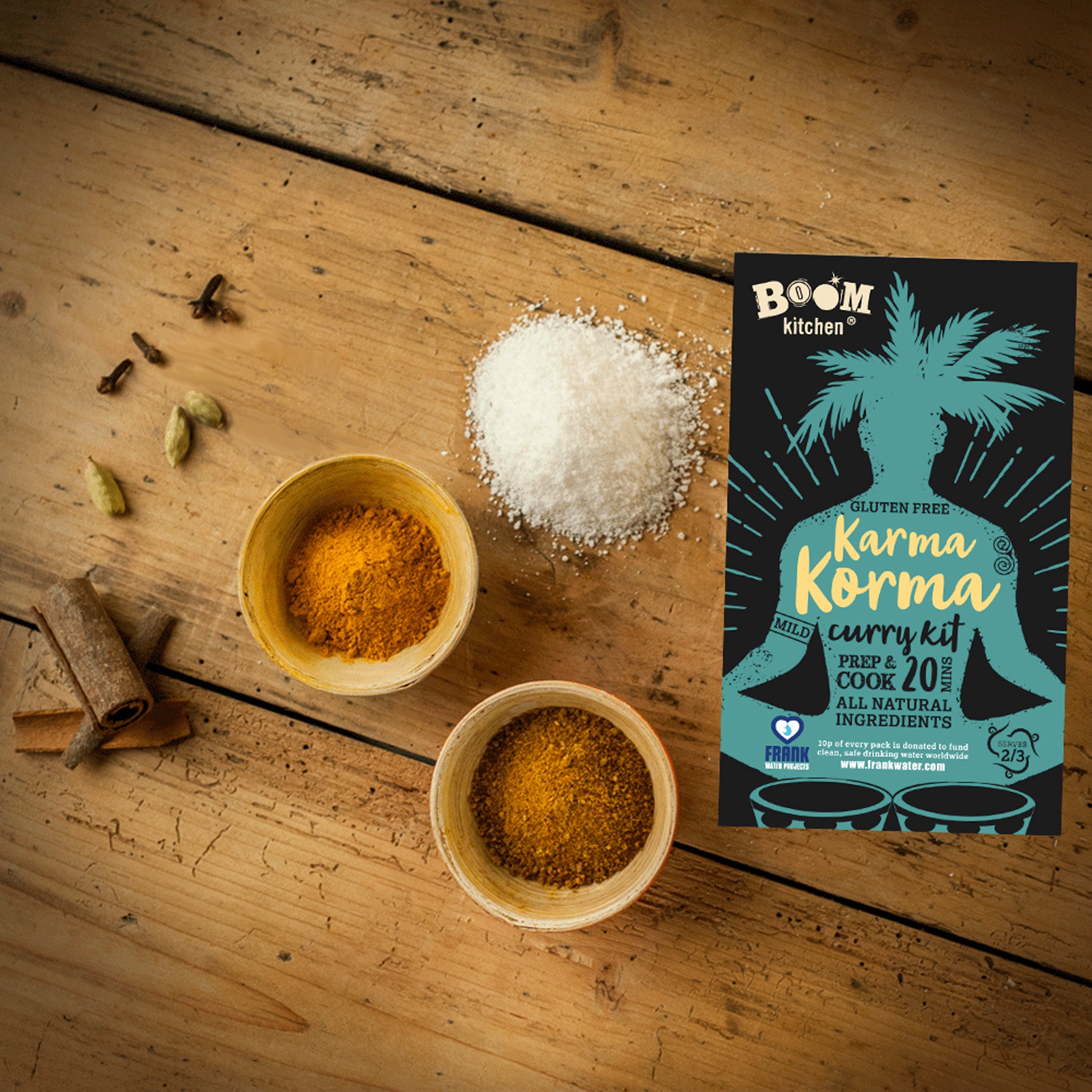 Karma Korma Curry Recipe Kit with contents exposed